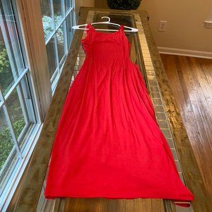 Sexy red maxi dress cutout back Bebe